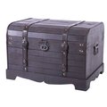 Vintiquewise Antique Style Black Wooden Steamer Trunk, Coffee Table QI003252L